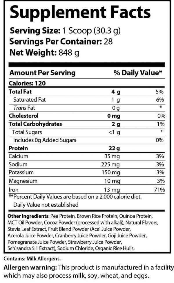 2lb Vegan Protein Chocolate – 28 servings - Image 2