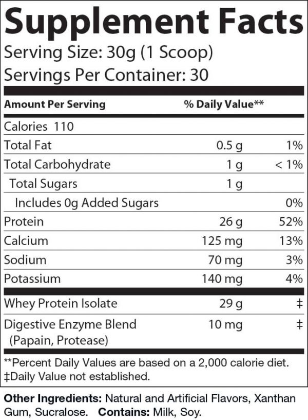 2lb 100% Whey Isolate Vanilla – 30 servings - Image 2